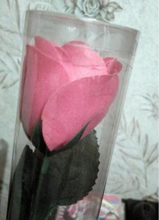 Мильна троянда в подарунковій упаковці світло - рожева2 фото