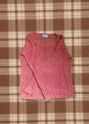 Легкий рожевий светр з дірочками
