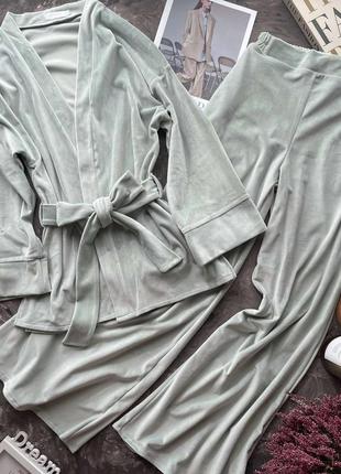 Велюровий костюм комплект зі штанами кюлот