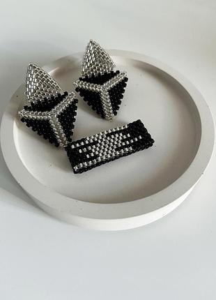 Серьги и колечко из бисера