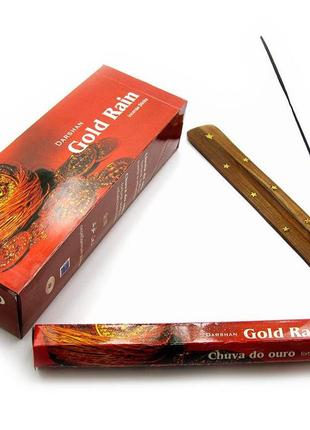 Набор  благовоний gold rain (золотой дождь) + подставка 45021d