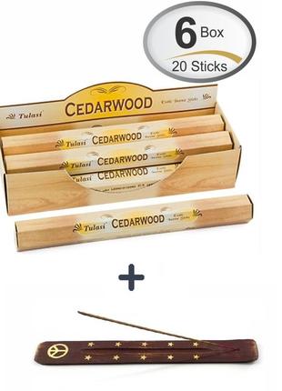 Комплект пахощів tulasi cedarwood кедр 120 шт. і підставка 34328