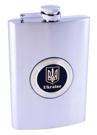 Фляга из пищевой нержавеющей стали 270 мл (9oz) герб украины ns-9a
