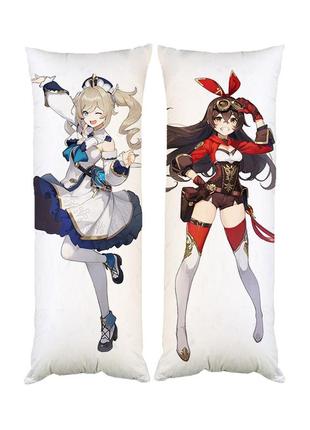 Дакимакура подушка барбара эмбер геншин импакт genshin impact двухсторонняя 40х100 см (dk0061)