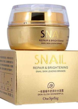 М'який омолоджуючий крем для обличчя з муцином равлика one spring snail 60 г