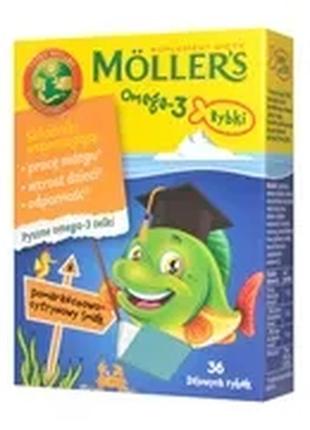 Диетическая добавка tran mollers omega-3 рыба, со вкусом апельсин-лимон, 36 шт