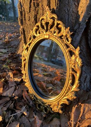 Винтаж винтажное гипсовое фигурное будуар викторианское рококо барокко зеркало бронза бронзовое золото золотое фотосессия рамка сказочное ссср