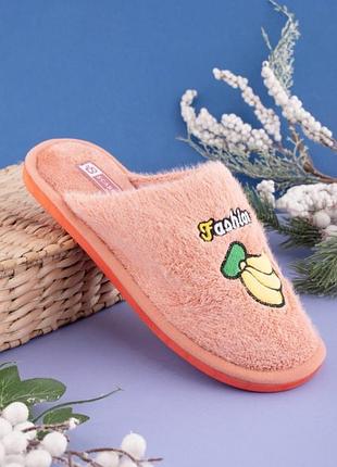 Стильні коралові теплі кімнатні тапочки тапки капці