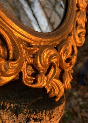 Винтаж винтажное гипсовое фигурное викторианское рококо барокко зеркало бронза бронзовое золото золотое фотосессия рамка сказочное ссср будуар4 фото