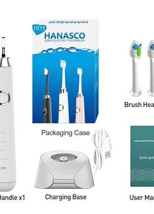 Ультразвукова електрична зубна щітка hanasco sonic electric біла (s1001)3 фото