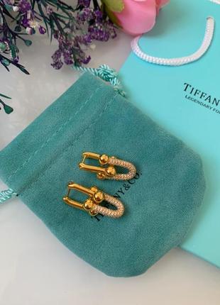 Серьги цепи тиффани tiffany  с цирконами