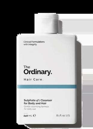 Шампунь очищуючий для волосся та шкіри голови the ordinary 4% sulphate 4% cleanser for body and hair