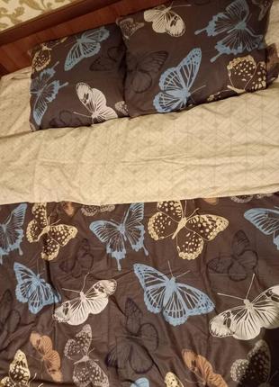 Семейный комплект постельного белья бабочки, люкс сатин с компаньоном s4152 фото