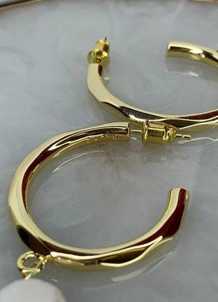 Серьги-кольца селин с подвесной жемчужиной майорка, люкс качество5 фото