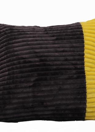 Декоративная  наволочки 50х50 на молнии велсофт (микрофибра) черная с желтым  alm1351 фото
