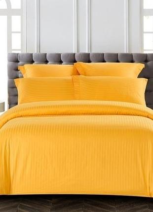 Яркий люксовый комплект постельного белья, евро размер, страйп-сатин желтый st-1004