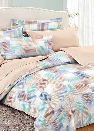 Евро постельное белье клетка   с компаньоном  pc057