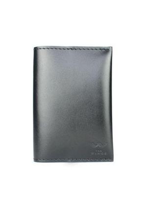 Кожаная паспортная обложка черная5 фото