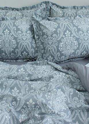 Шикарный комплект постельного белья полуторный из турецкого ранфорса с компаньоном r-t92434 фото