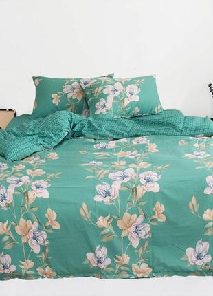 Постельное белье сатин люкс в цветы двухспальное с компаньоном s4222 фото