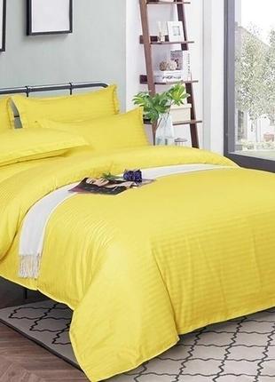 Желтое постельное белье страйп сатин в полоску турция  150x215 см. luxury st-10401 фото