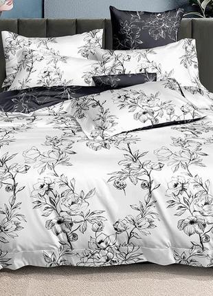 Комплект постельного белья белого цвета сатин  двуспальное с компаньоном s4944 фото