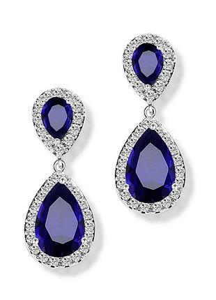 Серьги вечерние, ювелирная бижутерия посеребрение 1413-бв