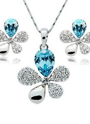 Комплект ювелирной бижутерии (подвеска и серьги) посеребрение 4311