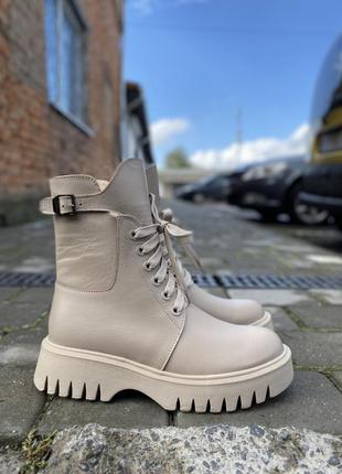 Жіночі черевики шкіряні зимові бежеві tango розмір 39 fv_001990