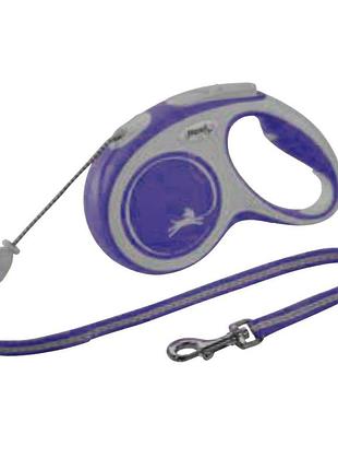 Рулетка повідець для собак флексі flexi new comfort cord s, 5м, до  кг, стрічка, cиня