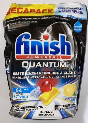 Таблетки finish quantum ultimate для посудомийної машини лимон 64 шт.