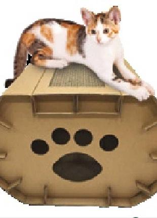 Когтеточка драпак для кота кішки кошенят croci будиночок, гофрований картон, 50х38х35 см