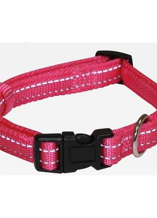 Нашийник для собаки soft reflective світловідбиваючий, м'який, рожевий, нейлон, 30-45х1,5см