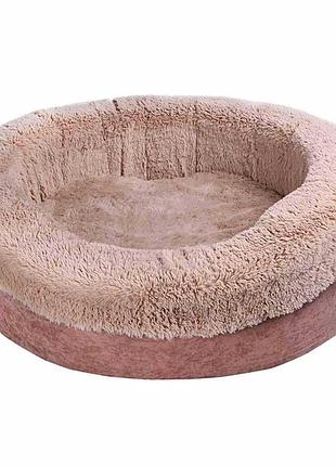 Лежак для собак і котів donat ,круглий з м'якими бортиками ( пудра ) 62*44*22 см m