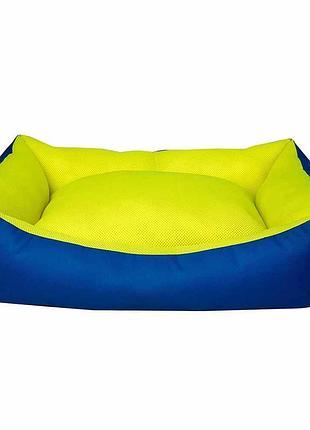 Диван для тварин dondurma,прямокут,з бортиками,(синій/лимон) 50*38*19 см s