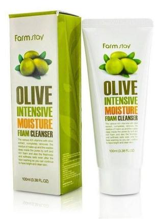 Пенка для умывания увлажняющая с экстрактом оливы farmstay olive intensive moisture foam cleanser