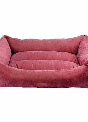 Диван лежак для собак і котів cookie, прямокутний з бортиками (рожевий) 95*70*22 см xl