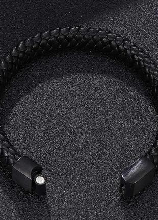 Мужской кожаный браслет браслет плетеный черная магнитная защелка8 фото
