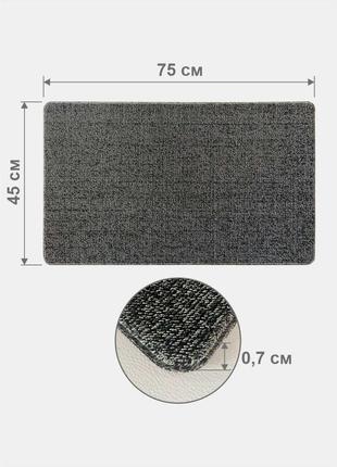 Дверной коврик с петлевой щетиной размером 45 x 75 для внутреннего и наружного входа - серый2 фото