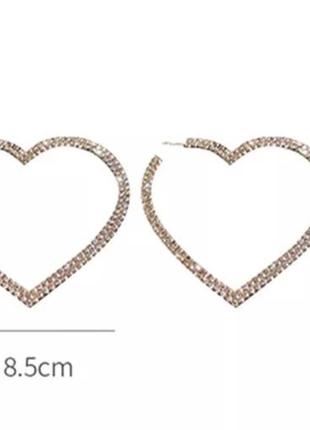 Сережки сережки масивні в камінні серце серце серце велике круті тренд8 фото