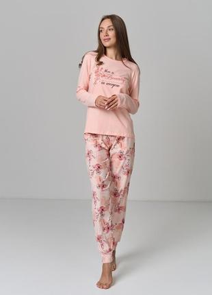 Жіноча піжама зі штанами - квітковий принт1 фото