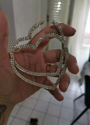 Сережки сережки масивні в камінні серце серце серце велике круті тренд8 фото