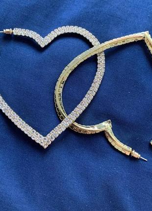 Сережки сережки масивні в камінні серце серце серце велике круті тренд7 фото