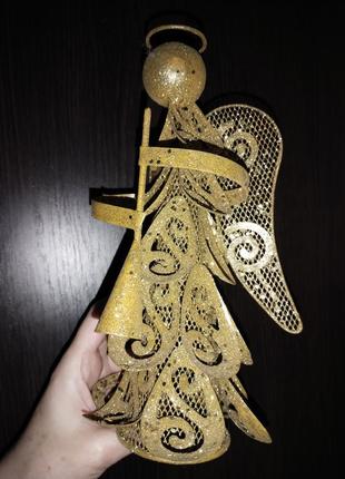 Новогоднее украшение декор ангел золотой5 фото