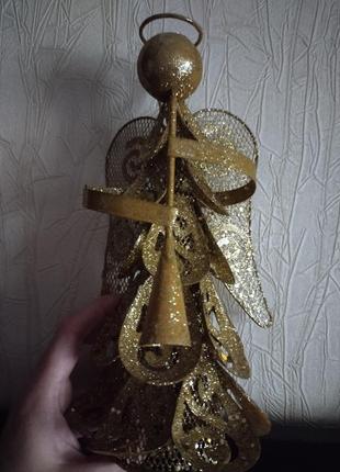 Новогоднее украшение декор ангел золотой