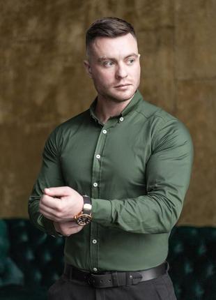 Стильна чоловіча сорочка хакі pobedov "orel"