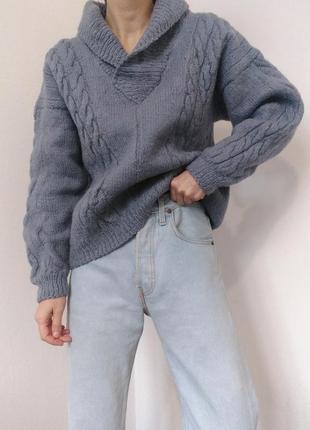 Вязаний шерстяний светр джемпер шерсть ручна робота светр оверсайз вінтажний светр джемпер пуловер реглан лонгслів кофта вінтаж светр шерсть