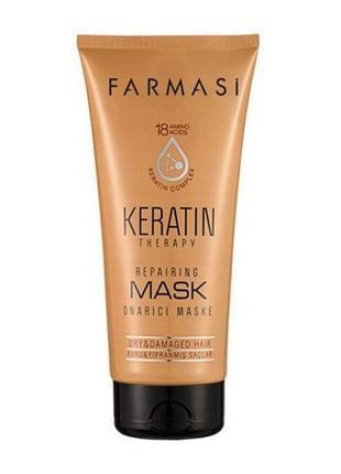Відновлююча маска для волосся з кератином keratin therapy farmasi1 фото