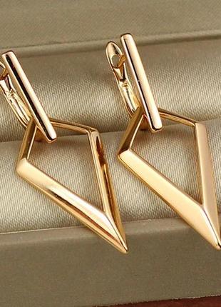 Серьги xuping jewelry подвески острие стрелы 4 см золотистые2 фото