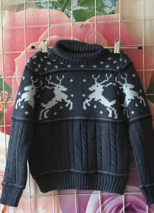 Стильний зимовий светр для хлопчиків з добавкою вовни на ріст 110
